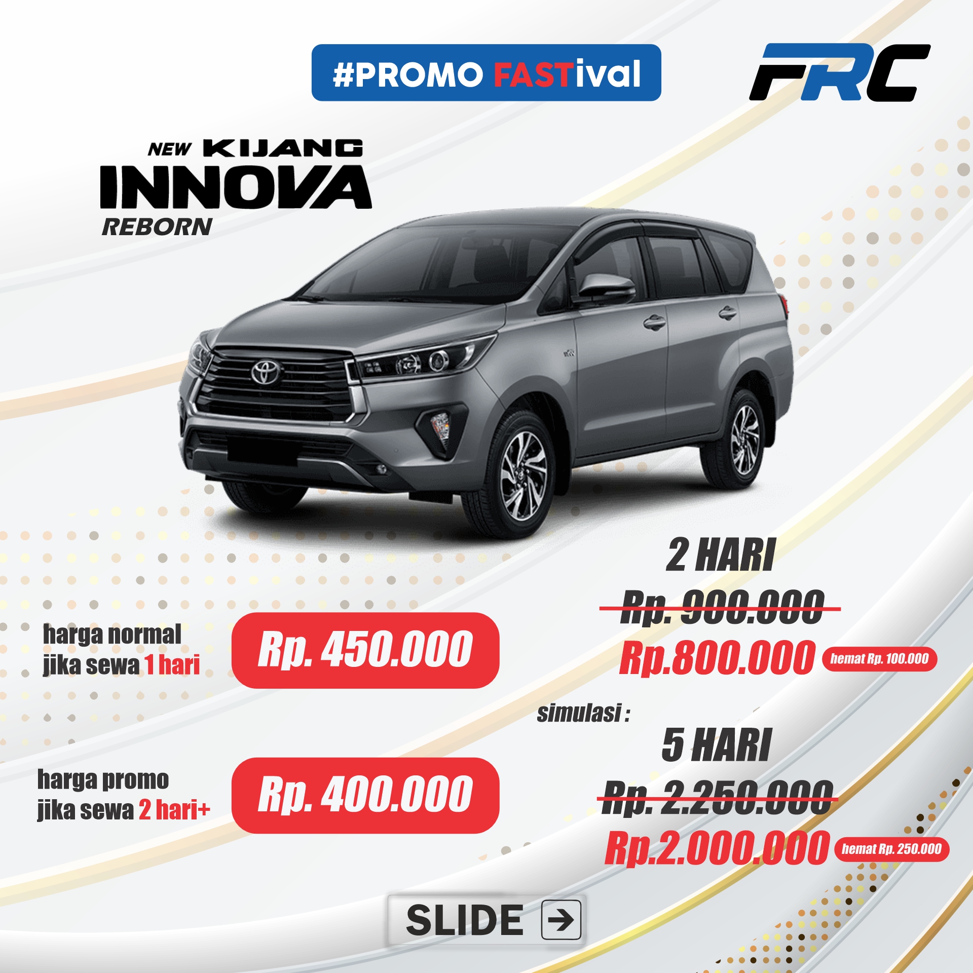 pricelist promo 2 hari reborn